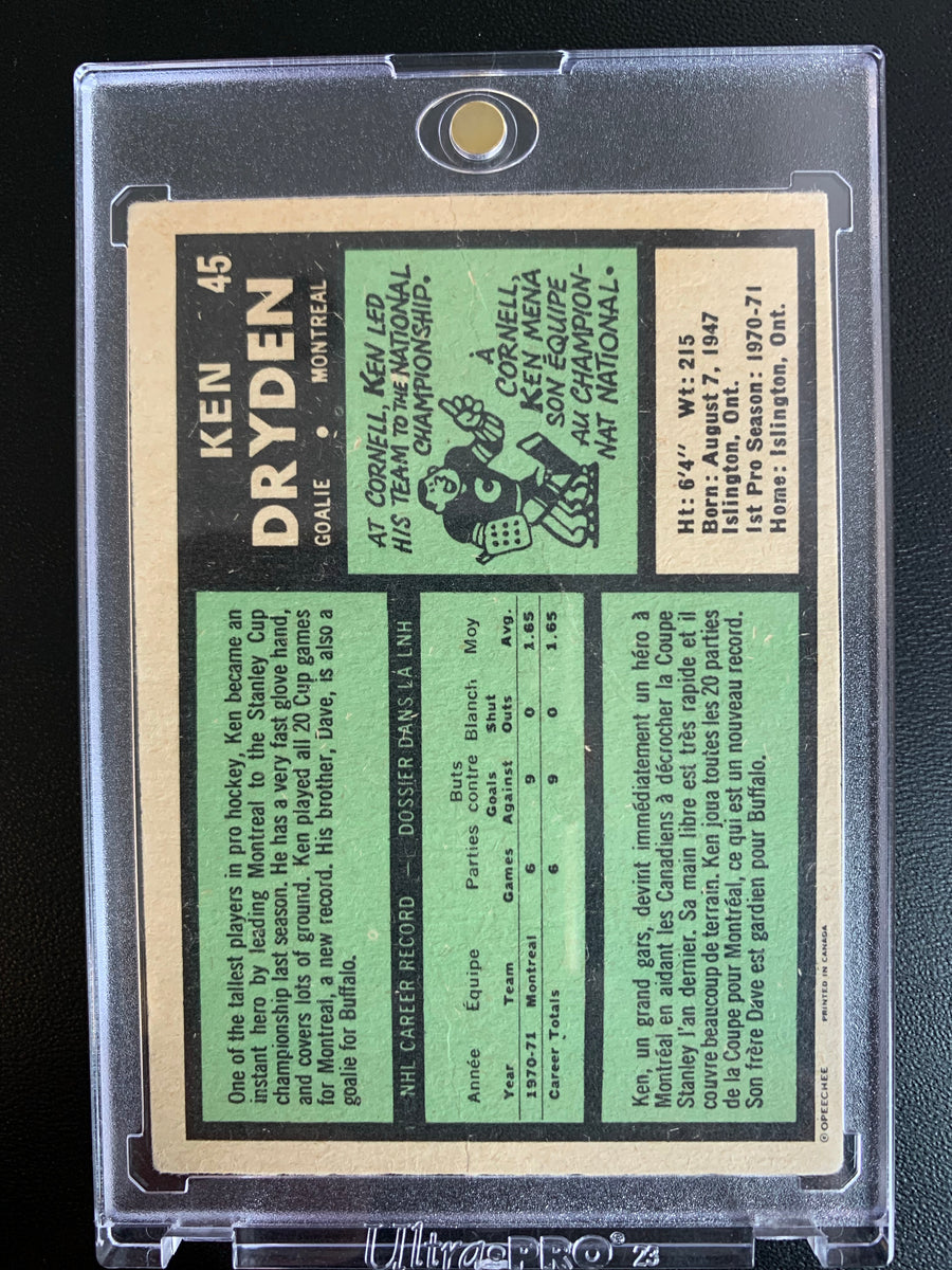 Ken Dryden Hockey Card 1971 Topps #45