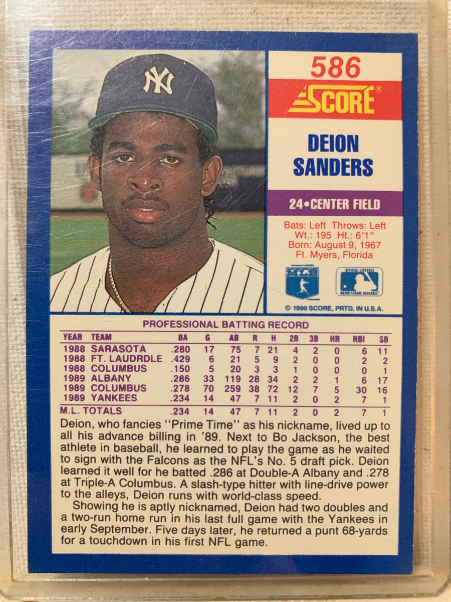1991 SCORE RISING STAR BASEBALL CARD NEW YORK YANKEES #6 DEION SANDERS