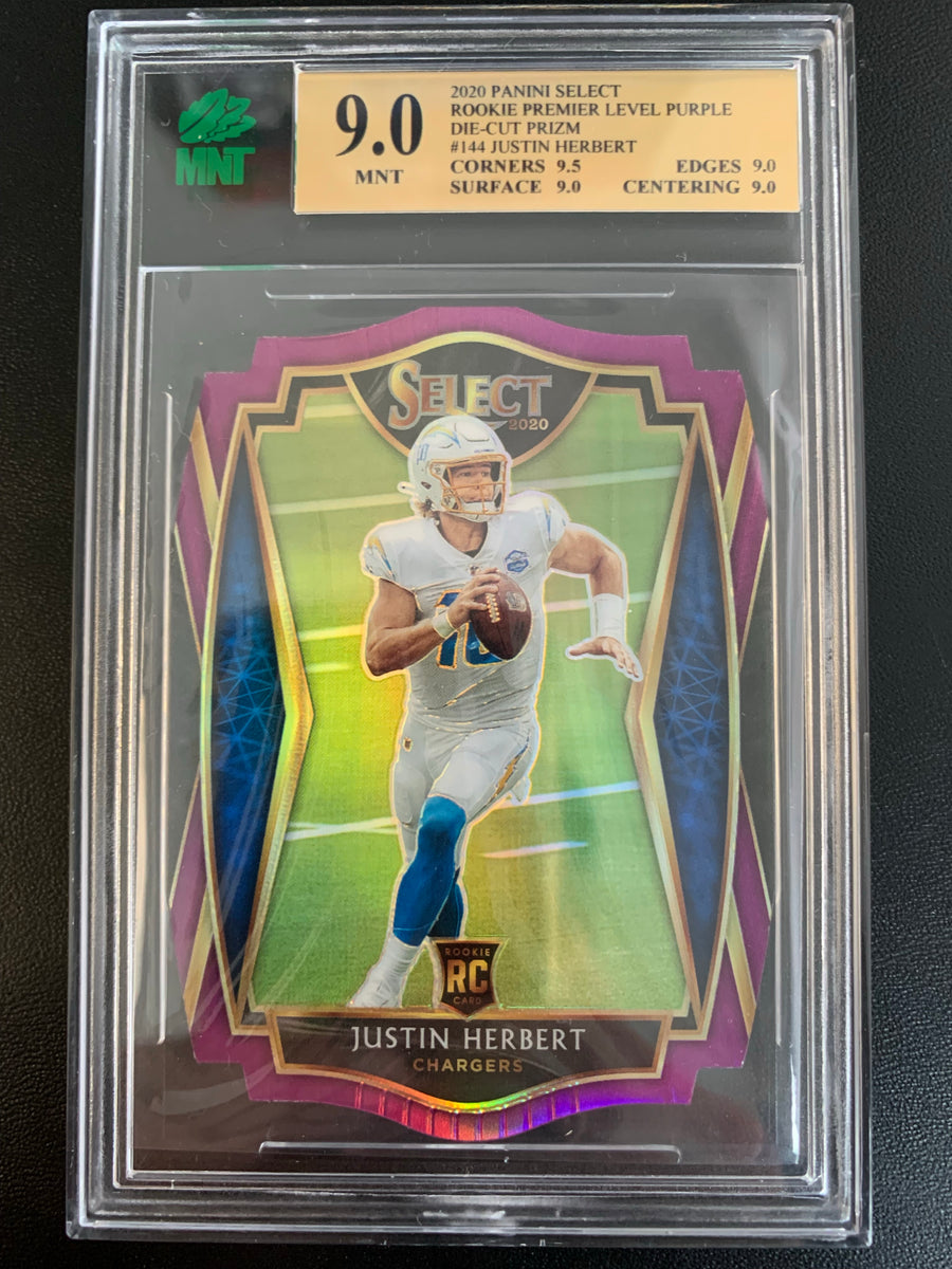 Justin Herbert Rookie card die cut buy purple Select 9.5