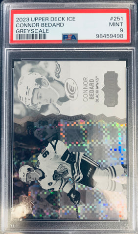 2023-24 UPPER DECK ICE HOCKEY #251 - CONNOR BEDARD ROOKIE GREYSCALE SSP #D 37/99 GRADED PSA 9 MINT