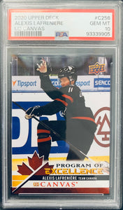 2020-21 UPPER DECK HOCKEY #C256 NEW YORK RANGERS - ALEXIS LAFRENIERE CANVAS PROGRAM OF EXCELLENCE ROOKIE GRADED PSA 10 GEM MINT