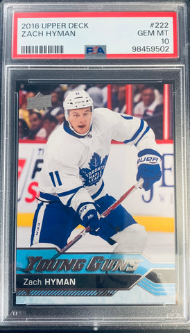 2016-17 UPPER DECK HOCKEY #222 TORONTO MAPLE LEAFS - ZACH HYMAN YOUNG GUNS ROOKIE CARD GRADED PSA 10 GEM MINT