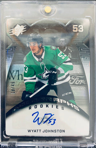 2022-23 UPPER DECK SPX HOCKEY #HGR-WJ DALLAS STARS  - WYATT JOHNSTON HOLOGRAPHS ROOKIE AUTO #D 19/49