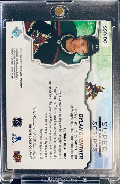 2022-23 UPPER DECK SPX HOCKEY #SSR-DG ARIZONA COYOTES - DYLAN GUENTHER SUPER SCRIPTS ROOKIE AUTOGRAPH