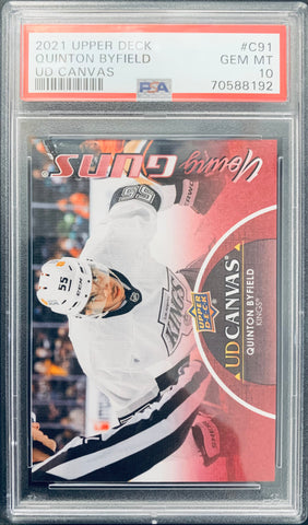 2021-22 UPPER DECK HOCKEY #C91 LOS ANGELES KINGS - QUINTON BYFIELD CANVAS YOUNG GUNS ROOKIE CARD GRADED PSA 10 GEM MINT