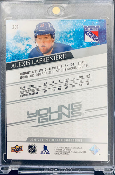 2020-21 UPPER DECK HOCKEY #201 NEW YORK RANGERS - ALEXIS LAFRENIERE YOUNG GUNS EASTER EGG VARIATION ROOKIE CARD