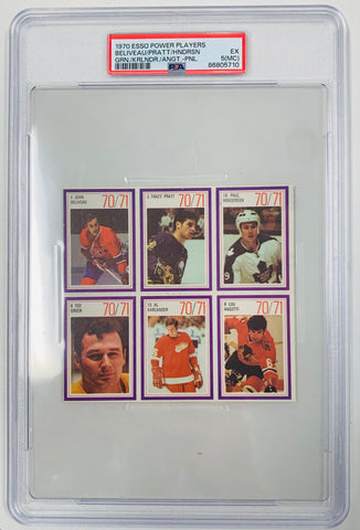 1970 ESSO POWER PLAYERS - BELIVEAU/PRATT/HENDERSON/GREEN/KARLANDER/ANGOTTI - GRADED PSA 5(MC) EX - RARE!