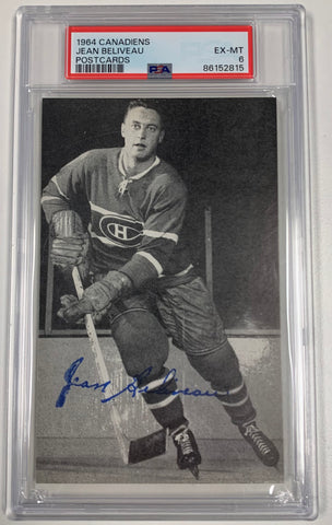 1964 MONTREAL CANADIENS POSTCARDS - JEAN BELIVEAU - GRADED PSA 6 EX-MT - SUPER RARE!