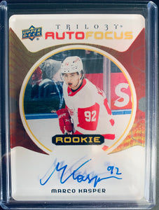 2023-24 UPPER DECK TRILOGY HOCKEY #AFR-MK DETROIT RED WINGS - MARCO KASPER AUTO FOCUS ACETATE ROOKIE AUTOGRAPH