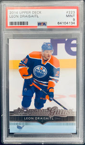 2014-15 UPPER DECK HOCKEY #223 EDMONTON OILERS - LEON DRAISAITL YOUNG GUNS ROOKIE CARD GRADED PSA 9 MINT