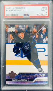 2023-24 UPPER DECK HOCKEY #479 TORONTO MAPLE LEAFS - BOBBY MCMANN YOUNG GUNS ROOKIE CARD GRADED PSA 9 MINT