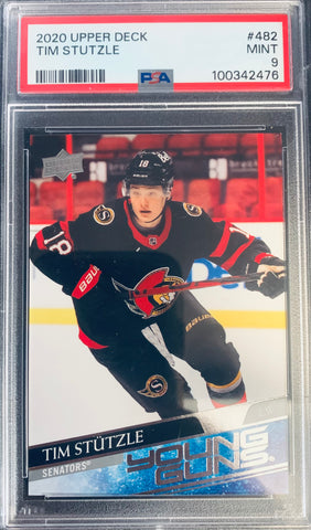 2020 UPPER DECK SERIES 2 HOCKEY #482 - OTTAWA SENATORS - TIM STUTZLE YOUNG GUNS ROOKIE GRADED PSA 9 MINT