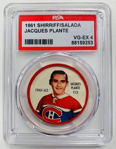 1961 SHIRRIFF/SALADA COINS - JACQUES PLANTE - GRADED PSA 4 VG-EX - RARE!