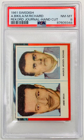 1961 SWEDISH REKORD JOURNAL - HAND CUT - ABEBE BIKILA / MAURICE ROCKET RICHARD - GRADED PSA 8 NM-MT - SUPER RARE!