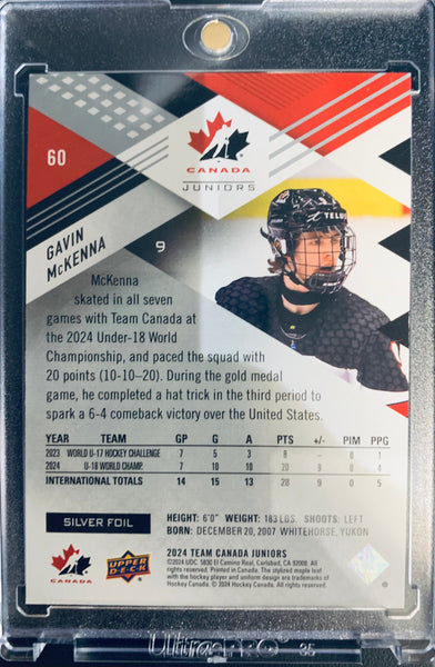 2024 UPPER DECK TEAM CANADA JUNIORS HOCKEY #60 - GAVIN MCKENNA RAINBOW FOIL SHORT PRINT