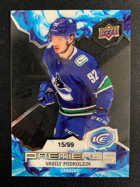 2021-22 UPPER DECK ICE #241 VANCOUVER CANUCKS - VASILY PODKOLZIN ICE PREMIERS ROOKIE NUMBERED 15/99