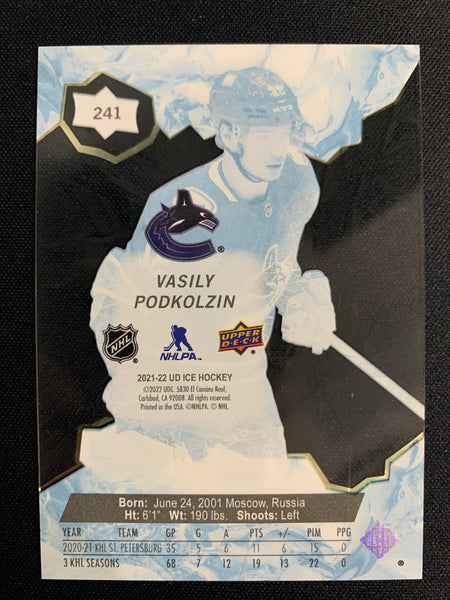 2021-22 UPPER DECK ICE #241 VANCOUVER CANUCKS - VASILY PODKOLZIN ICE PREMIERS ROOKIE NUMBERED 15/99