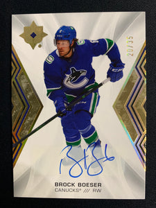 2021-22 UD ULTIMATE HOCKEY #9 VANCOUVER CANUCKS - BROCK BOESER AUTOGRAPH NUMBERED 20/35