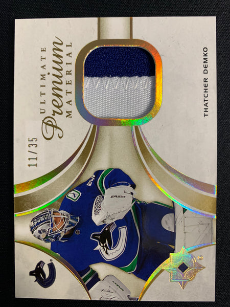 2021-22 UD ULTIMATE HOCKEY #UMS-TD VANCOUVER CANUCKS - THATCHER DEMKO GAME USED PREMIUM MATERIAL PATCH 11/35