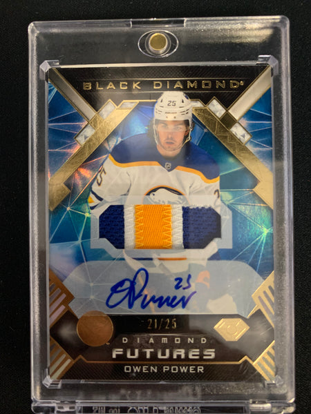 2022-23 UD BLACK DIAMOND HOCKEY #BDF-OP BUFFALO SABRES - OWEN POWER BLACK DIAMOND FUTURES ROOKIE PATCH AUTO #'D 21/25