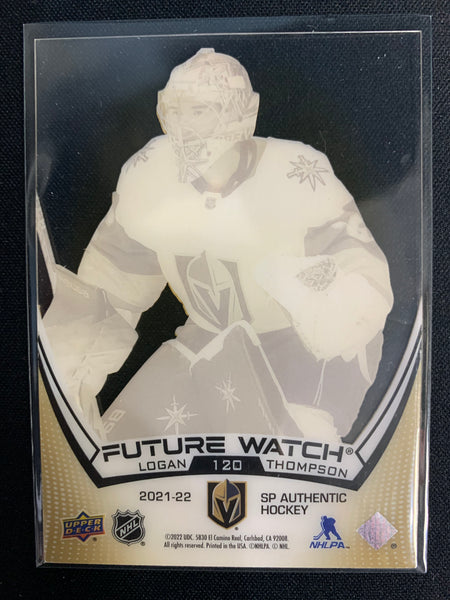 2021-22 UD SP AUTHENTIC HOCKEY #120 VEGAS GOLDEN KNIGHTS - LOGAN THOMSPON ACETATE FUTURE WATCH ROOKIE CARD