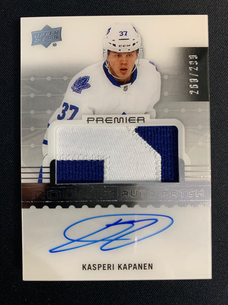 2016-17 UPPER DECK PREMIER HOCKEY #82 TORONTO MAPLE LEAFS - KASPERI KAPANEN ROOKIE AUTO PATCH #'D 260/299