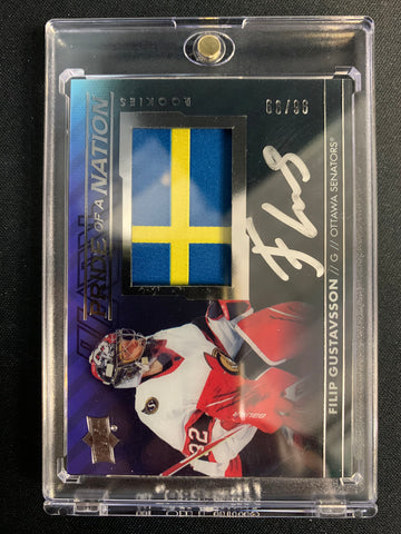 2021-22 UPPER DECK SPX HOCKEY #PON-FG OTTAWA SENATORS - FILIP GUSTAVSSON PRIDE OF A NATION ROOKIE AUTO #'D 96/99