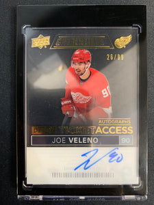 2021-22 UPPER DECK CREDENTIALS HOCKEY #DTA-JV DETROIT RED WINGS - JOE VELENO DEBUT TICKET ACCESS GOLD ROOKIE AUTO #'D 36/99