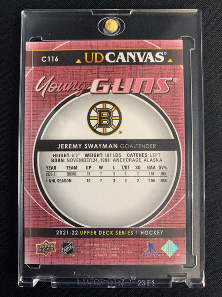 2021-22 UPPER DECK S1 HOCKEY #C116 BOSTON BRUINS - JEREMY SWAYMAN CANVAS YOUNG GUNS ROOKIE CARD