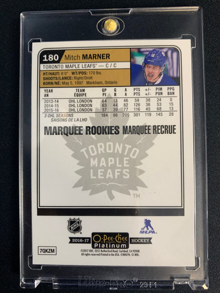 2016-17 UPPER DECK OPC PLATINUM HOCKEY #180 TORONTO MAPLE LEAFS - MITCH MARNER MARQUEE ROOKIE CARD