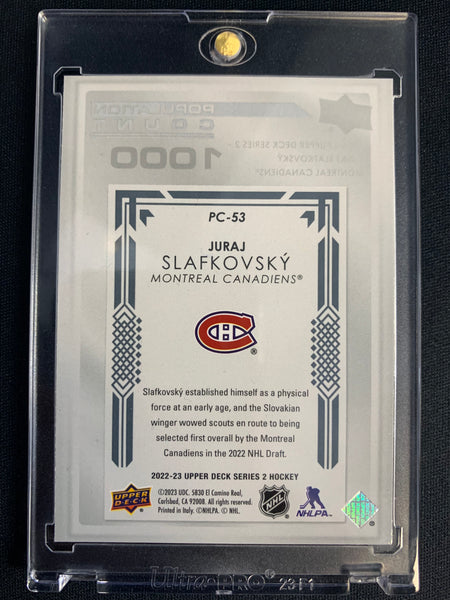 2022-23 UPPER DECK S2 HOCKEY #PC-53 MONTREAL CANADIENS  -JURAJ SLAFKOVSKY POPULATION COUNT 1000