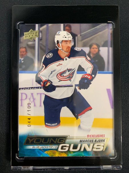 2022-23 UPPER DECK EXT HOCKEY #703 COLUMBUS BLUE JACKETS - MARCUS BJORK YOUNG GUNS EXCLUSIVE #'D 044/100