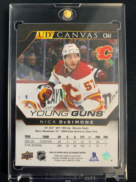 2022-23 UPPER DECK EXT HOCKEY #C361 CALGARY FLAMES - NICK DESIMONE YOUNG GUNS CANVAS BLACK