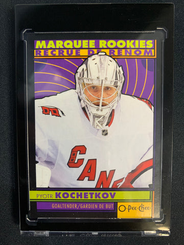 2022-23 UD O-PEE-CHEE HOCKEY #573 CAROLINA HURRICANES - PYOTR KOCHETKOV MARQUEE ROOKIES BLACK PARALLEL #'D 041/100