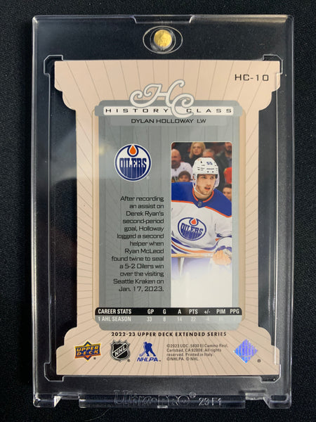 2022-23 UPPER DECK HOCKEY #HC-10 EDMONTON OILERS  - DYLAN HOLLOWAY HISTORY CLASS ROOKIE INSERT #'D 099/100