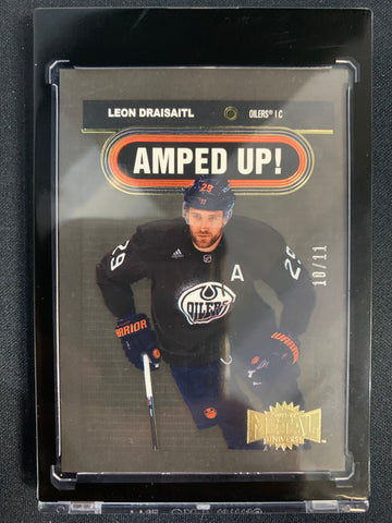 2021-22 UD SKYBOX METAL HOCKEY #AU-7 EDMONTON OILERS - LEON DRAISAITL AMPED UP INSERT #'D 10/11