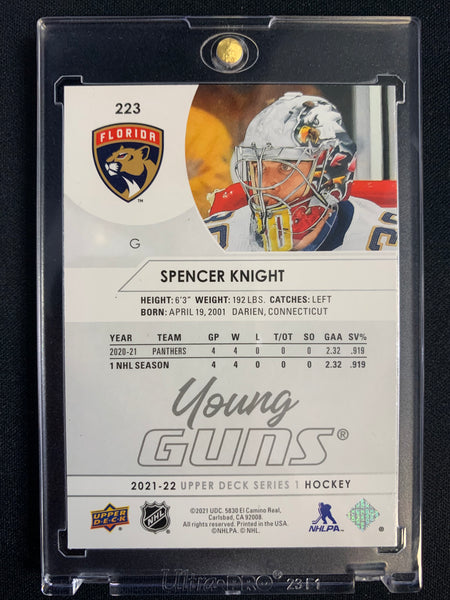 2021-22 UPPER DECK S1 HOCKEY #223 FLORIDA PANTHERS - SPENCER KNIGHT YOUNG GUNS ROOKIE CARD