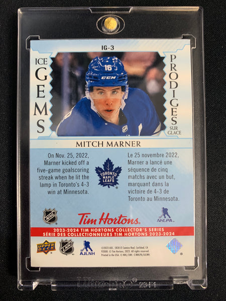 2023-24 TIM HORTONS COLLECTION #IG-3 TORONTO MAPLE LEAFS - MITCH MARNER ICE GEMS SSP INSERT