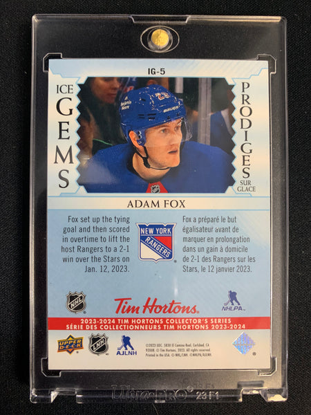 2023-24 TIM HORTONS COLLECTION #IG-5 - ADAM FOX ICE GEMS SSP INSERT