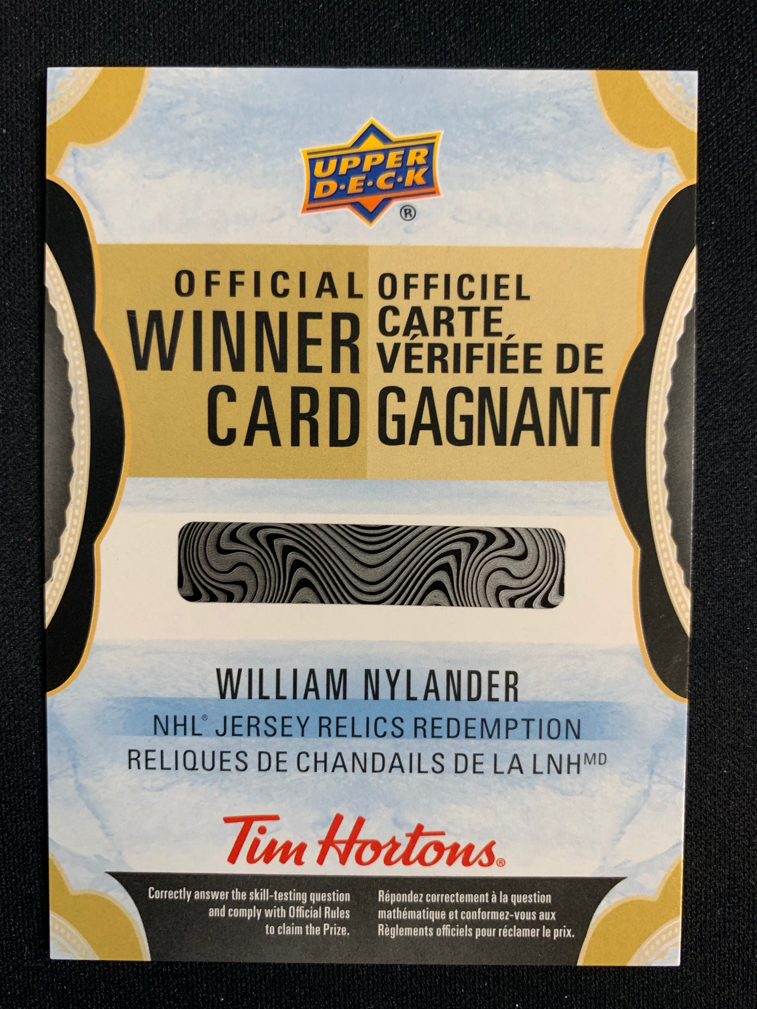 2023-24 TIM HORTONS COLLECTION - WILLIAM NYLANDER NHL JERSEY RELICS REDEMPTION