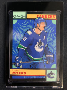 2022-23 UD O-PEE-CHEEHOCKEY #313 VANCOUVER CANUCKS - TYLER MYERS BLACK RETRO PARALLEL #'D 012/100