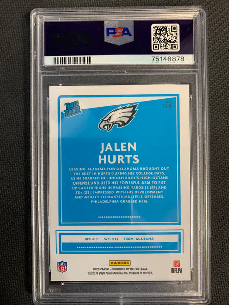 2020 PANINI DONRUSS OPTIC FOOTBALL #164 PHILADELPHIA EAGLES -JALEN HURTS OPTIC RATED ROOKIE GRADED PSA 10 GEM MINT  in