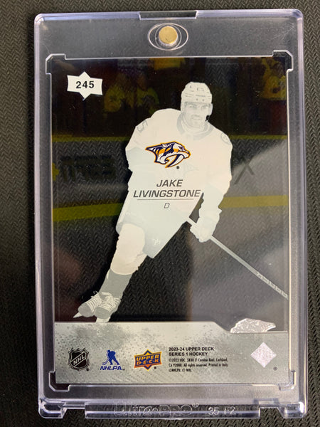 2023-24 UPPER DECK SERIES 1 HOCKEY #245 NASHVILLE PREDATORS - JAKE LIVINGSTONE YOUNG GUNS CLEAR CUT ROOKIE