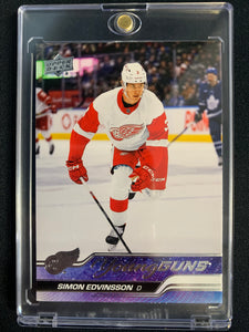 2023-24 UPPER DECK SERIES 1 HOCKEY #228 DETROIT RED WINGS - SIMON EDVINSSON YOUNG GUNS ROOKIE