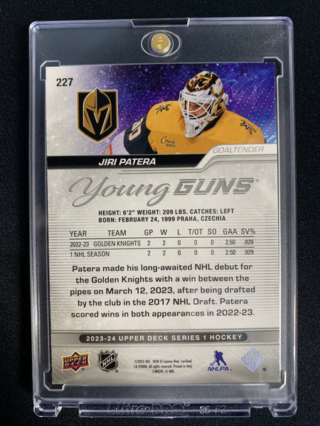 2023-24 UPPER DECK SERIES 1 HOCKEY #227 VEGAS GOLDEN KNIGHTS - JIRI PATERA OUTBURST SILVER YOUNG GUNS ROOKIE