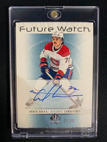 2022-23 UD SP AUTHENTIC HOCKEY #RFWA-AXMONTREAL CANADIENS - ARBER XHEKAJ RETRO FUTURE WATCH AUTO ROOKIE 257/699