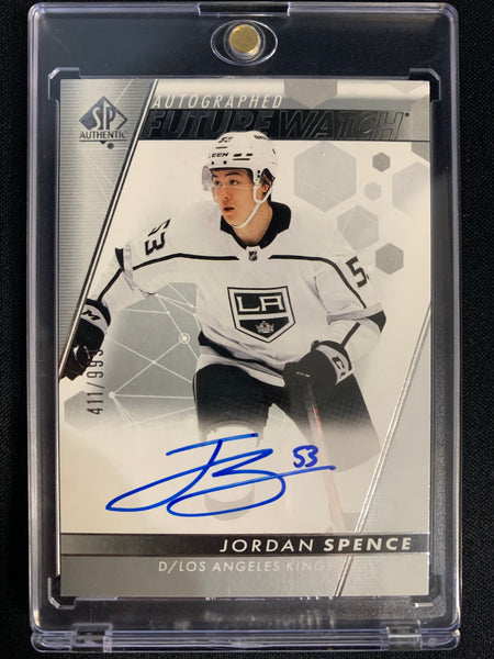 2022-23 UD SP AUTHENTIC HOCKEY #114 LOS ANGELES KINGS - JORDAN SPENCE FUTURE WATCH AUTO ROOKIE 411/999