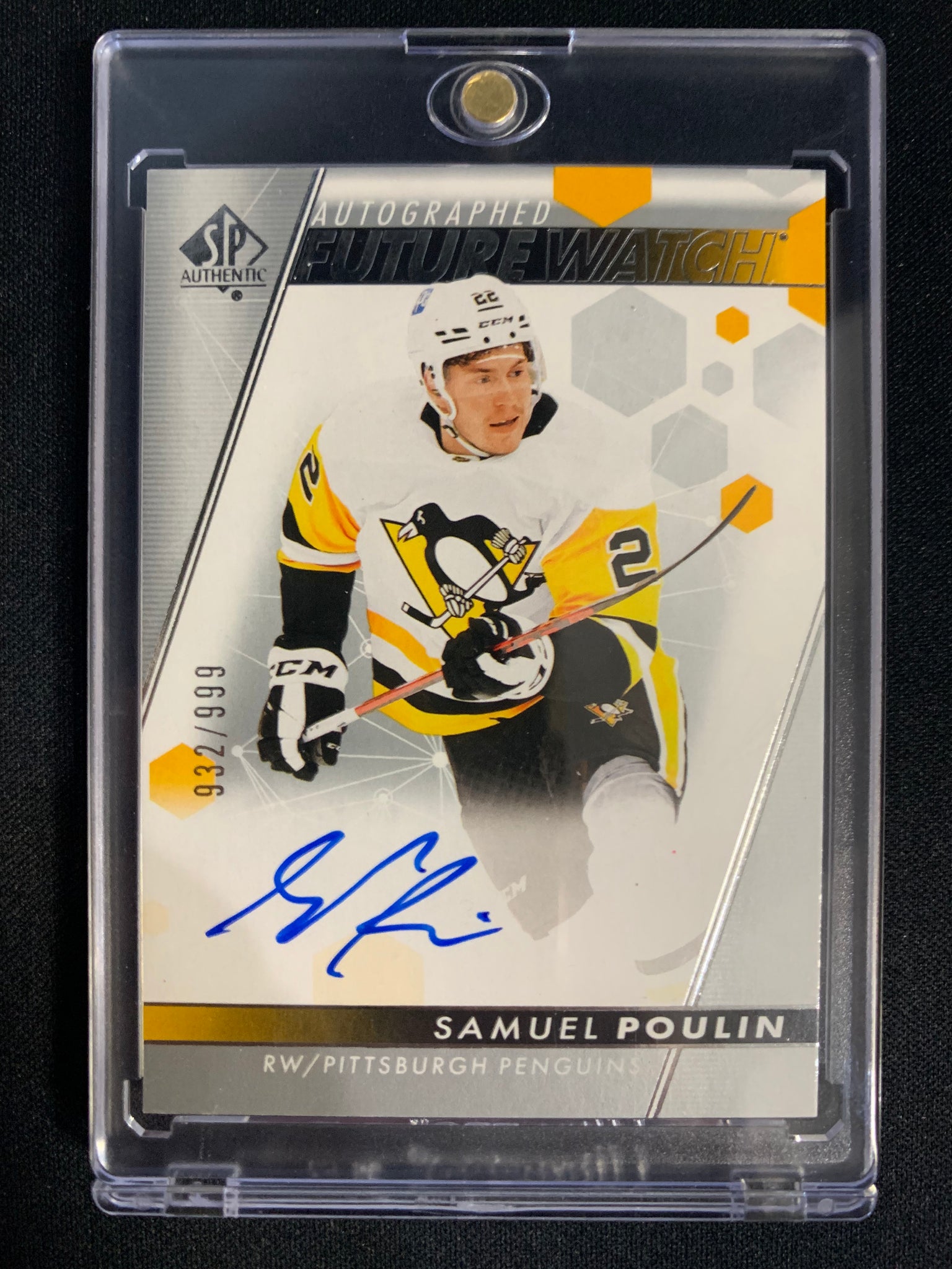 2022-23 UD SP AUTHENTIC HOCKEY #145  - SAMUEL POULIN FUTURE WATCH AUTO ROOKIE 932/999