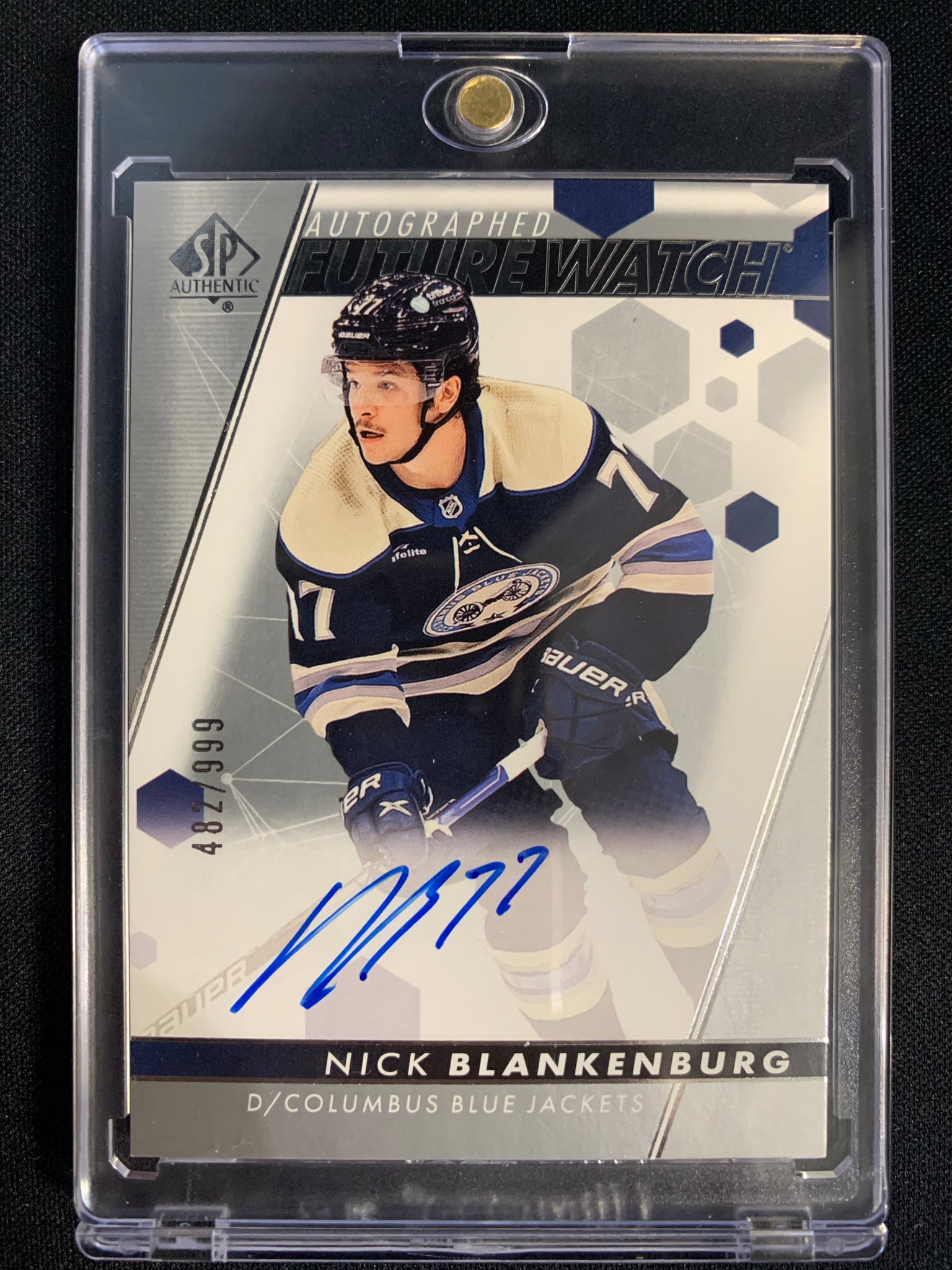 2022-23 UD SP AUTHENTIC HOCKEY #161 COLUMBUS BLUEJACKETS  - NICK BLANKENBURG FUTURE WATCH AUTO ROOKIE 482/999