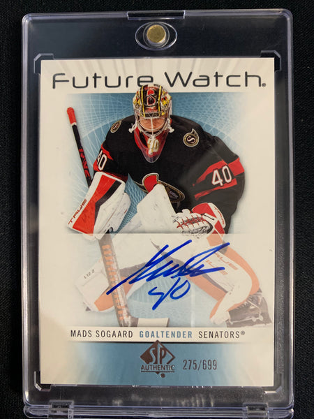 2022-23 UD SP AUTHENTIC HOCKEY #RFWA-MS OTTAWA SENATORS - MADS SOGAARD RETRO FUTURE WATCH AUTO ROOKIE 275/699